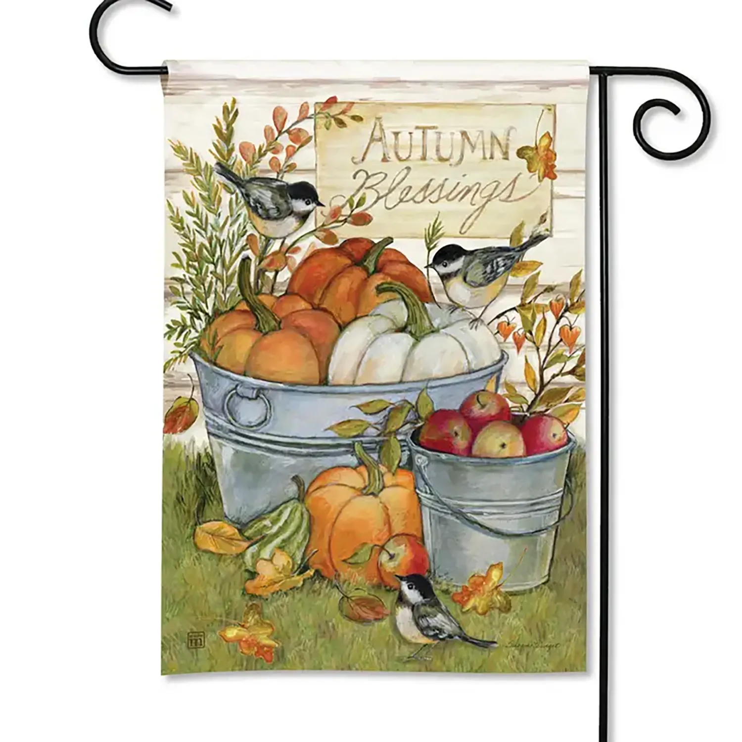 DO011G Fall Buckets Garden Flag