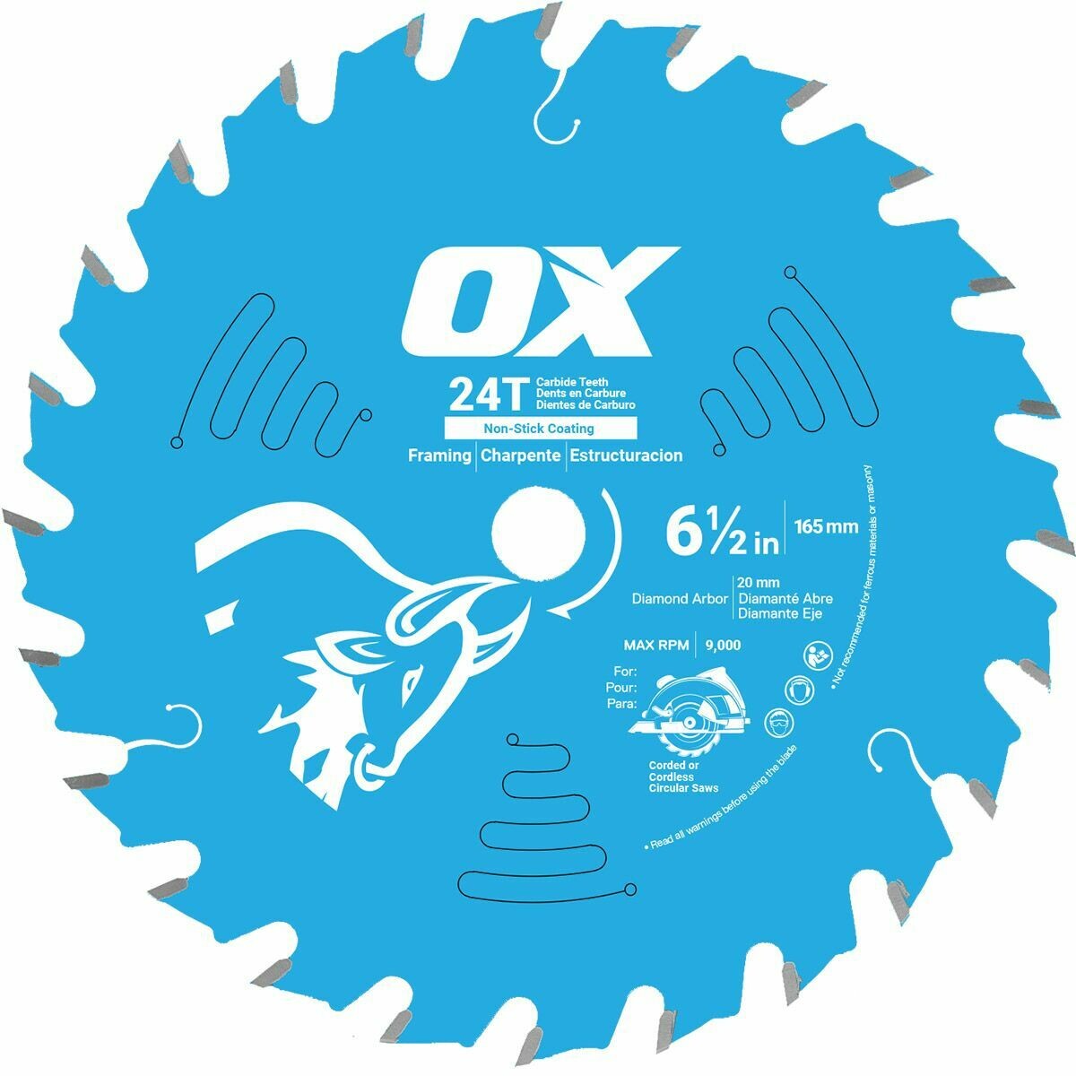 OX 40T CIRCULAR SAW/MITRE SAW BLADE 8.5"/216mm
