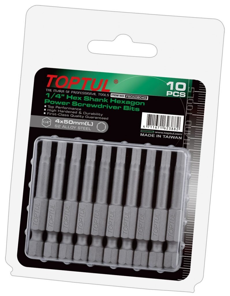 TOPTUL - 10 Pack 5mm x 50mm Hex PWR Bit TOPTUL - 10 Pack 5mm x 50mm Hex PWR Bit