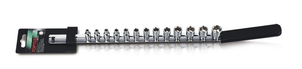 TOPTUL - 13 Piece 1/4&quot; Metric Socket Rail Set