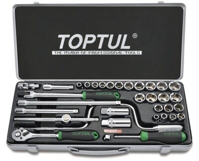TOPTUL - 34 Piece 3/8 DR Deep AF Metric Socket Set