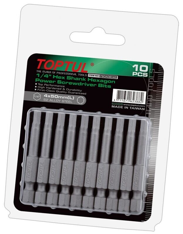 TOPTUL - 10 Pack 5mm x 50mm Hex PWR Bit