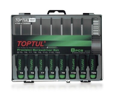 TOPTUL - 8 Piece Precision Star Screwdriver Set