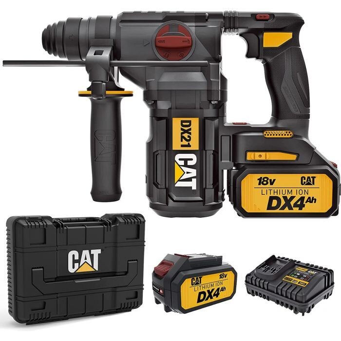 CAT-DX21 BRUSHLESS 18V ROTARY HAMMER SDS SET - 2 x 4.0AH - 1 x QUICK CHARGER - 1 x CASE