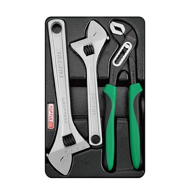 TOPTUL - 3 Piece Adjustable Wrench and Plier Set