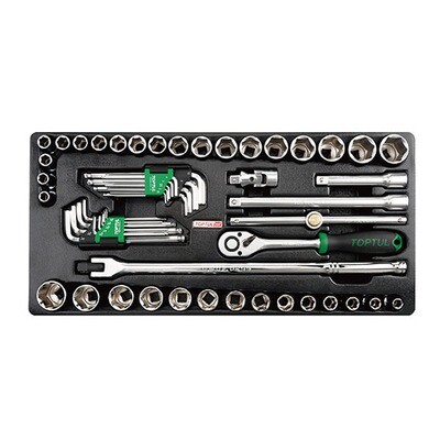 TOPTUL - 57 Piece 1/2" DR. Socket & Ball Point Hex Key Wrench Set TOPTUL - 57 Piece 1/2" DR. Socket & Ball Point Hex Key Wrench Set