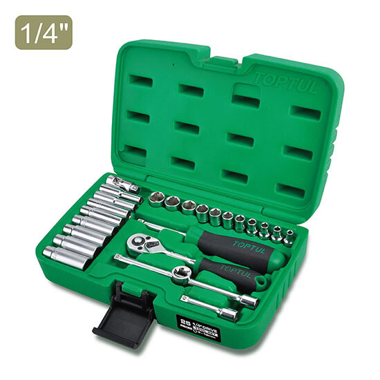 TOPTUL - 25 Piece Professional Grade 1/4&quot; DR. Flank Socket Set