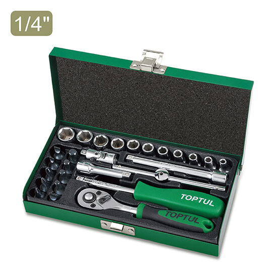 TOPTUL - 27 Piece 1/4&quot; Drive 6PT Socket Set