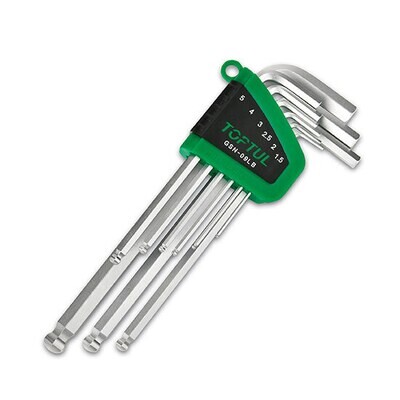 TOPTUL - 9 Piece Long Ball End Hex Key Wrench Set TOPTUL - 9 Piece Long Ball End Hex Key Wrench Set