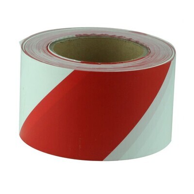 Barrier Tape - Red / White 75mm Wide 100M Roll