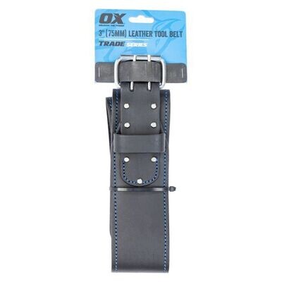 OX Trade Black Leather Belt - 3&quot; (75mm)