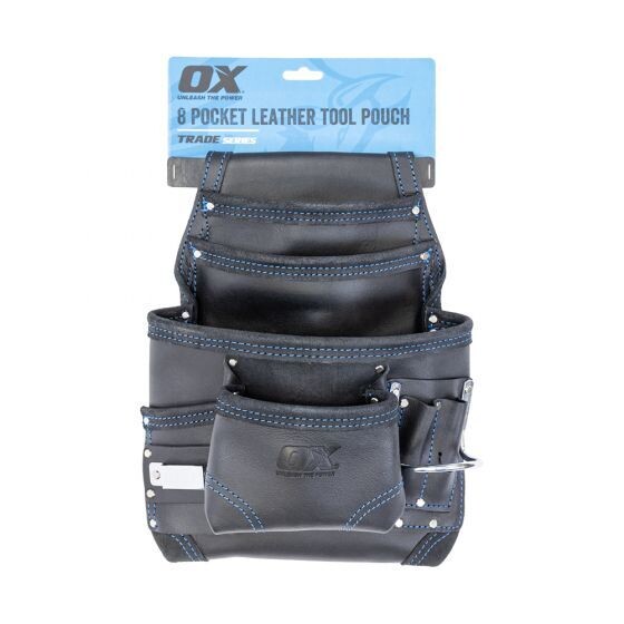 OX Trade Black Leather 8 Pocket Pouch