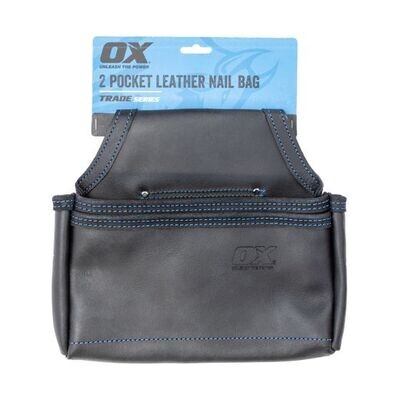 OX Trade Black Leather 2 Pocket Nail Bag