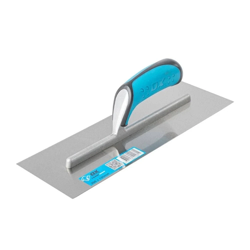OX FINISHING TROWEL WITH RUBBER GRIP - 120mm x 356mm