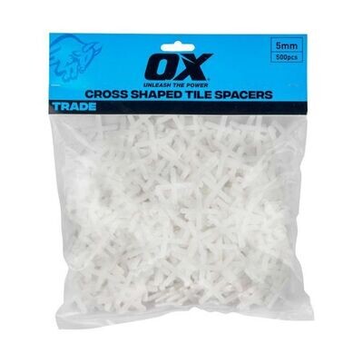 OX Trade Cross Shaped Tile Spacers 5mm - 500pc