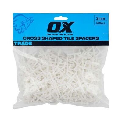 OX Trade Cross Shaped Tile Spacers 3mm - 500pc