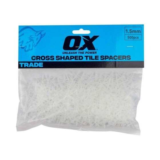OX Trade Cross Shaped Tile Spacers 1.5mm - 500pc