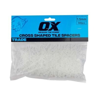 OX Trade Cross Shaped Tile Spacers 1.5mm - 500pc
