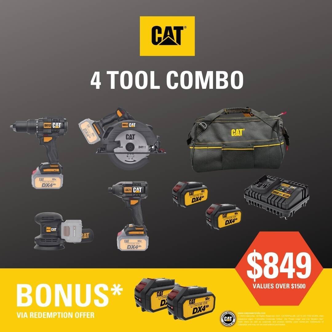 CAT 4 PIECE TOOL COMBO KIT #4 CAT 4 PIECE TOOL COMBO KIT #4