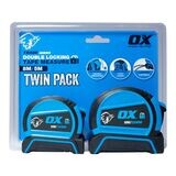 OX Double Locking Tape Measure - 8m/5m Twin Pack