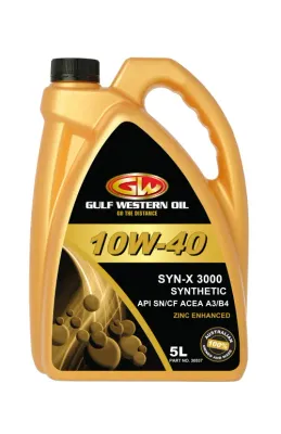 Gulf Western SYN-X 3000 10W-40 SN/CF A3/B4 5L Gulf Western SYN-X 3000 10W-40 SN/CF A3/B4 5L