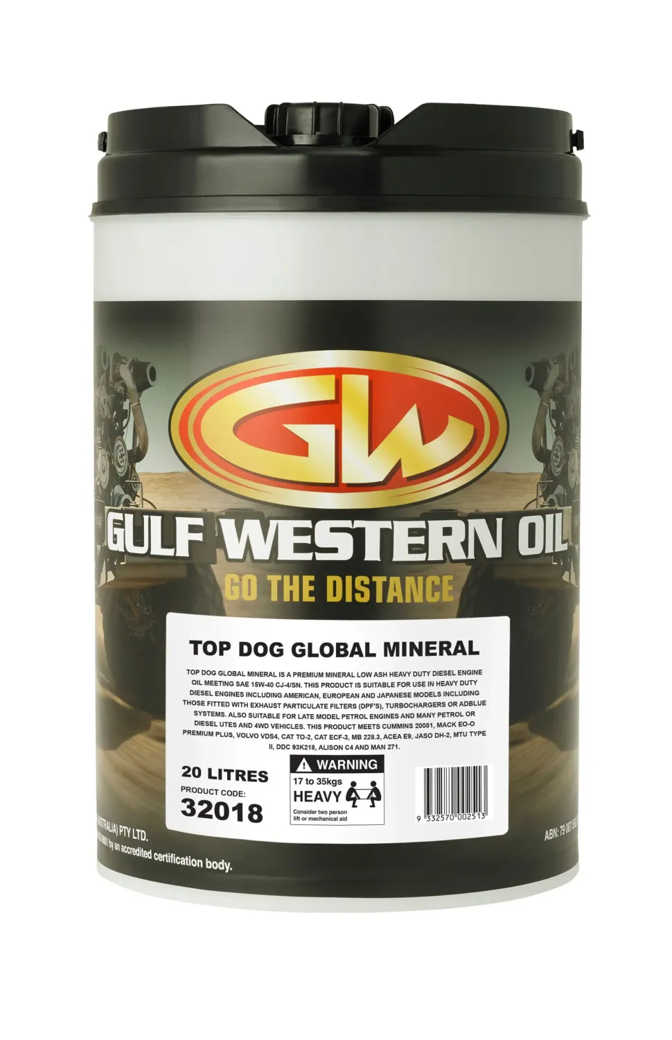 Gulf Western Top Dog Global Mineral 15W-40 CJ4/SN 20L