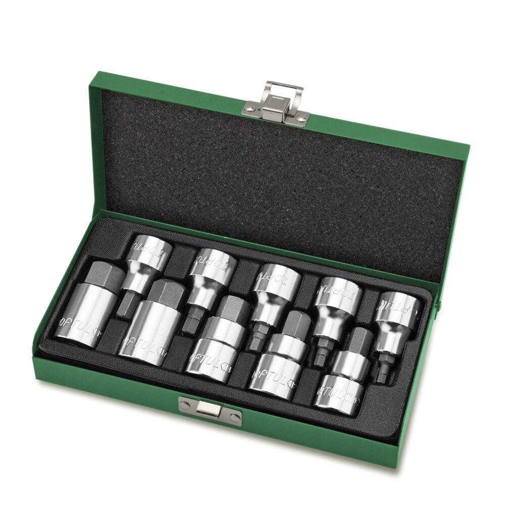 TOPTUL - 10 PIECE 1/2" DRIVE 55MM INHEX METRIC SOCKET SET