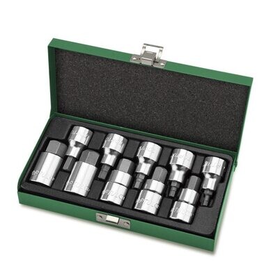 TOPTUL - 10 PIECE 1/2" DRIVE 55MM INHEX METRIC SOCKET SET