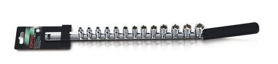 TOPTUL - 13 Piece 1/4" Metric Socket Rail Set