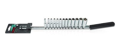 TOPTUL - 13 Piece 1/4" DR Deep 6PT Metric Socket Rail Set