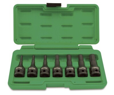 TOPTUL - 7 Piece 3/8" Drive Hex Metric Bit Set