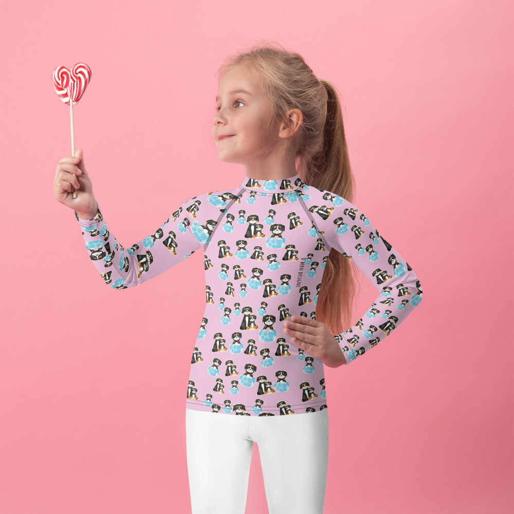 D` Bern Designe Kids Rash Guard Pink, Size: 2T