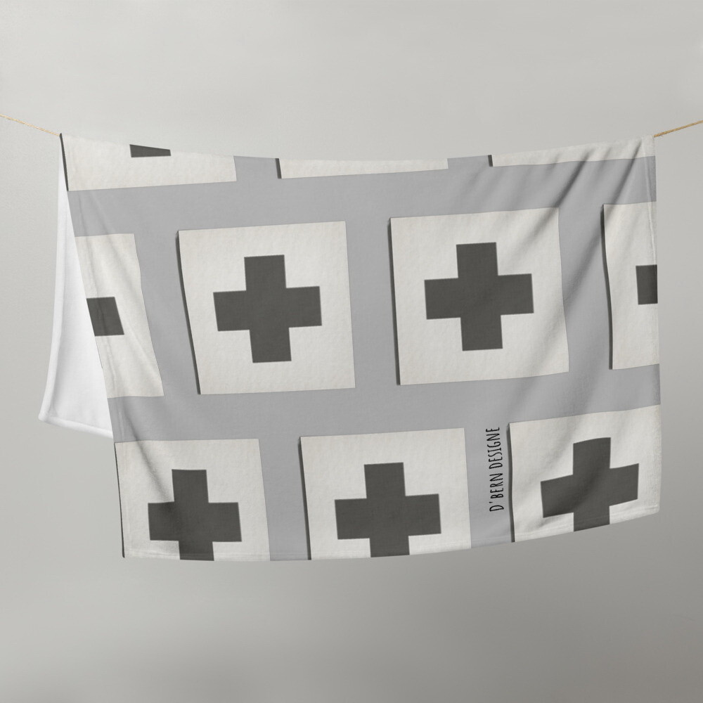 D`Bern Designe Throw Blanket Grey Swiss