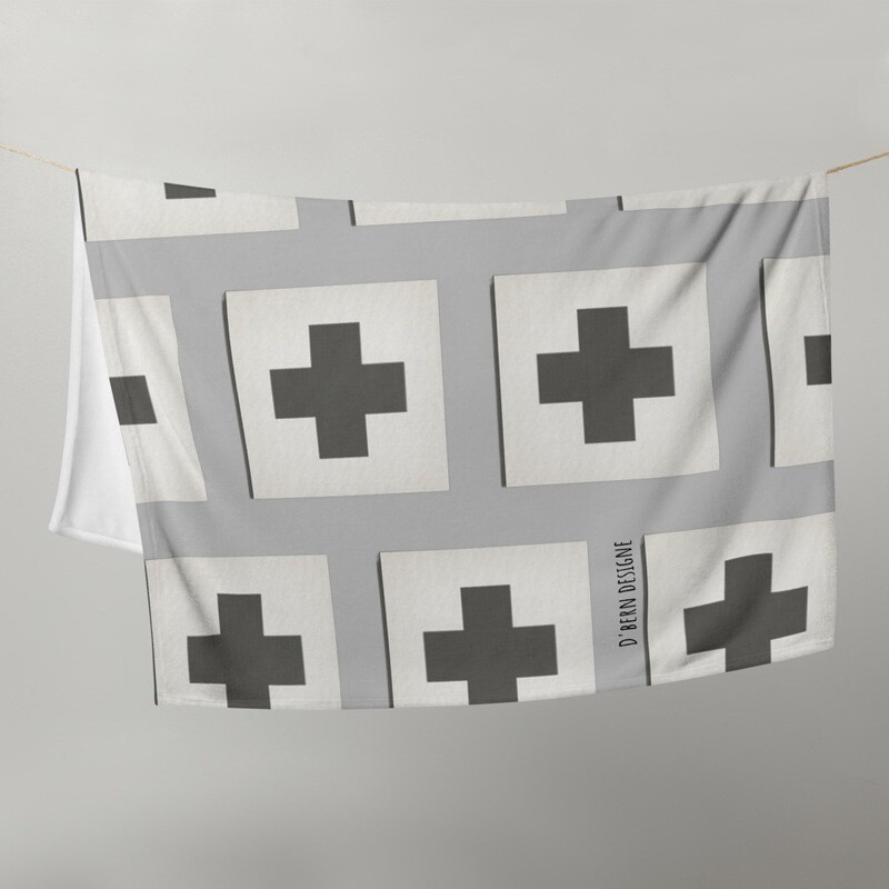 D`Bern Designe Throw Blanket Grey Swiss