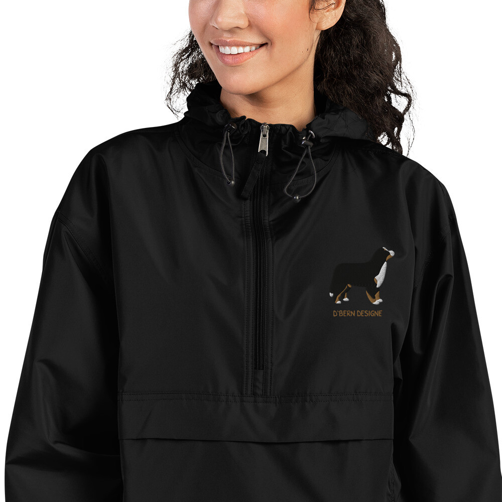D`Bern Designe Embroidered  Packable Jacket Bern /in 10colours, Color: Black, Size: S