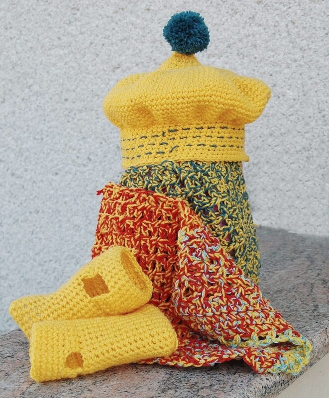D`CHROCHETED Scarf, hat and without fingers gloves / handmade