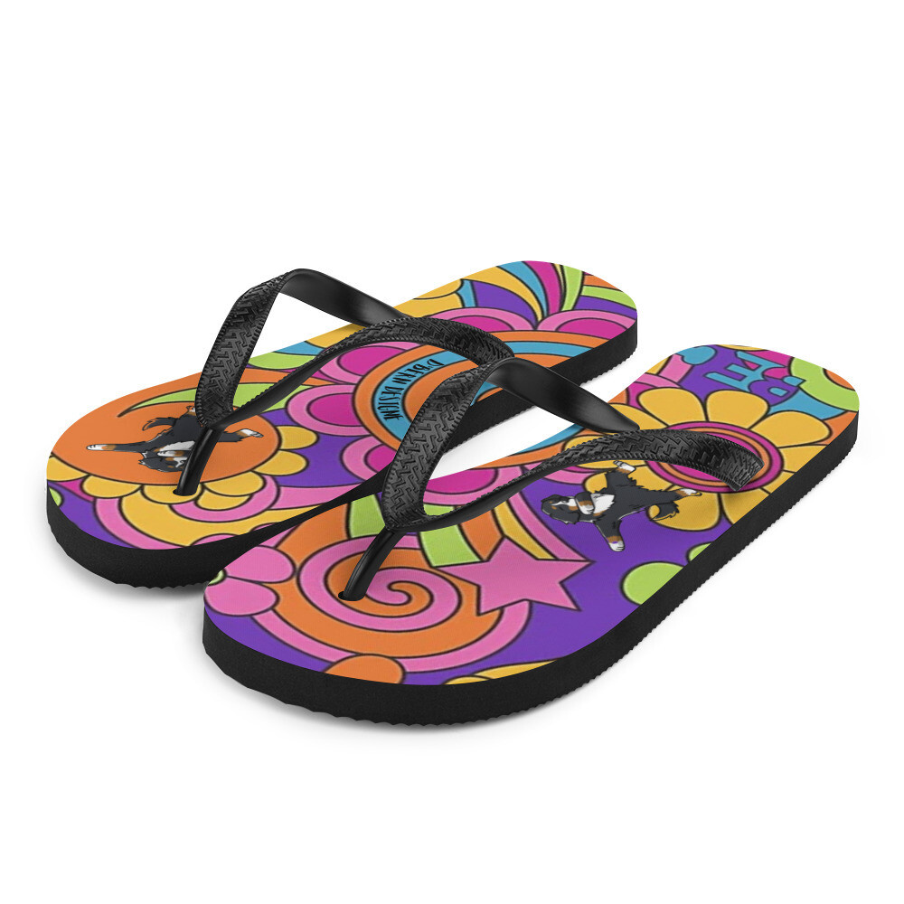 D&#39;Bern Designe Dancing Bernese1 Flip-Flops, Size: S