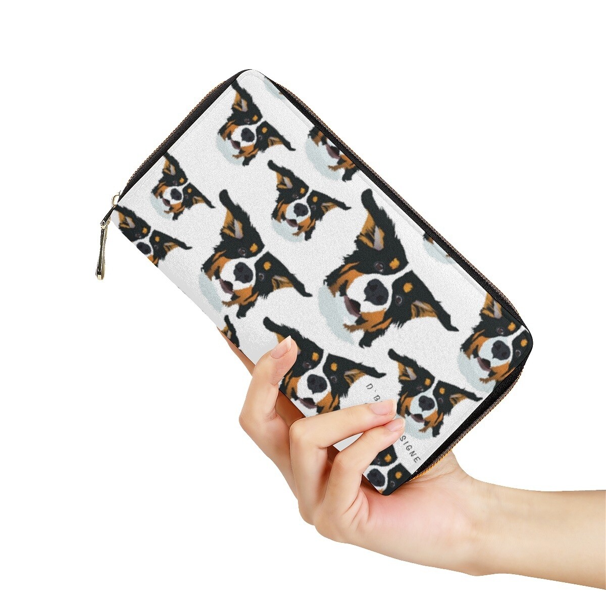 D`Bern Designe Leather Zip Wallet Funny  Bernese