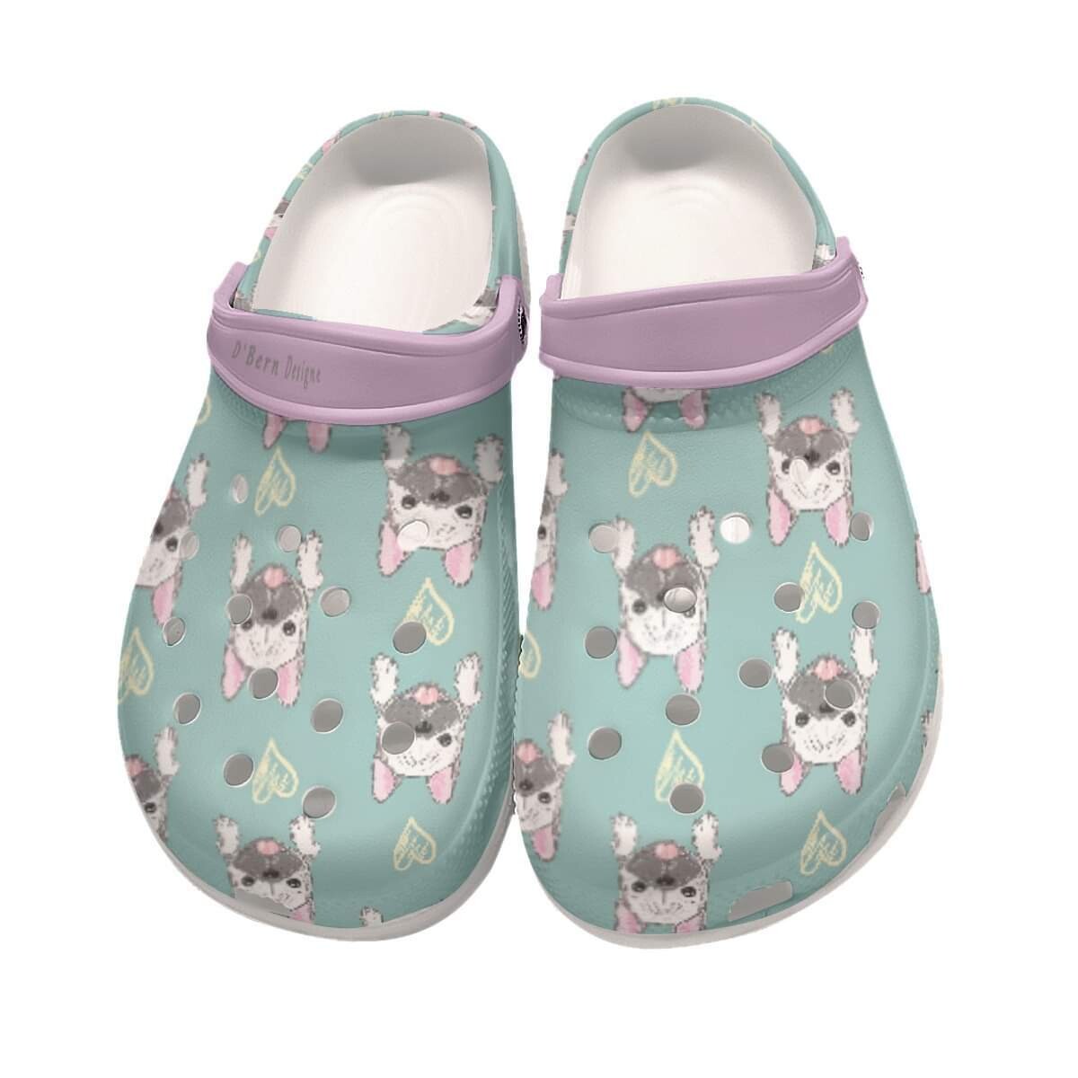 D&#39;Bern Designe French Bulldog Clogs 1