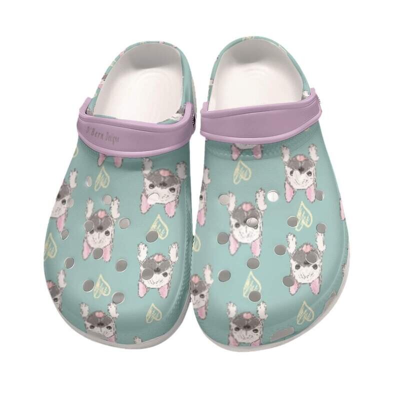 D&#39;Bern Designe French Bulldog Clogs 1