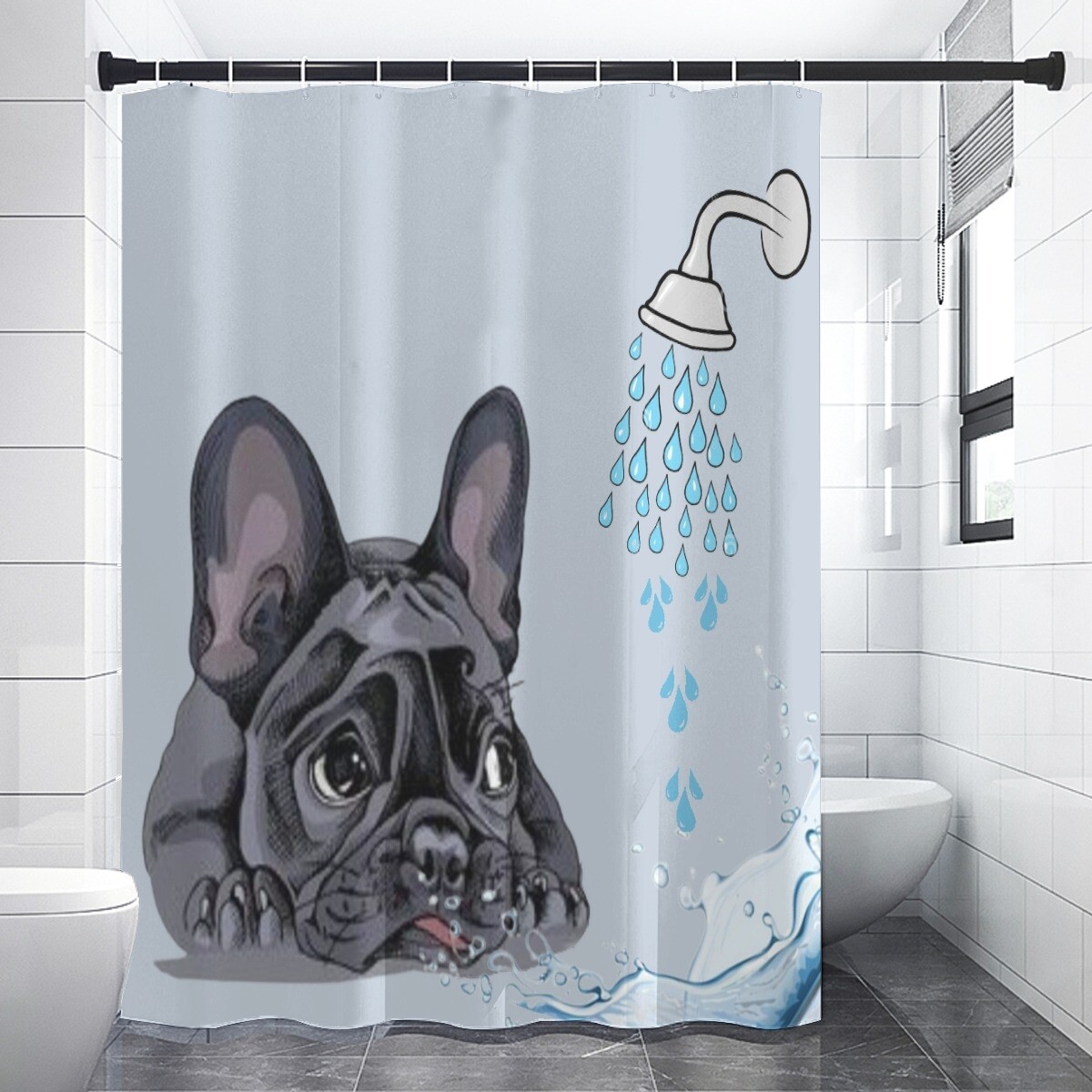 D&#39;Bern Designe French Bulldog SHOWER CURTAIN