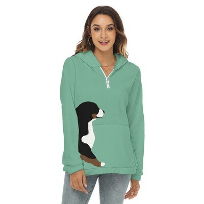 D`Bern Designe Bernese Borg Fleece Hoodie half zip green