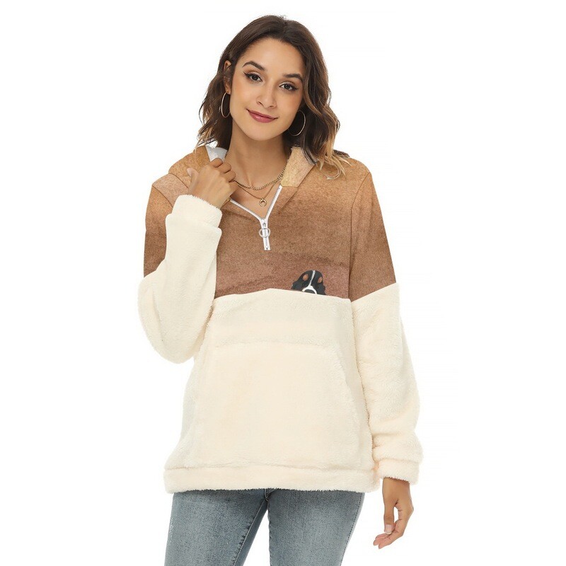 D`Bern Designe Bernese Borg Fleece Hoodie half zip, B1