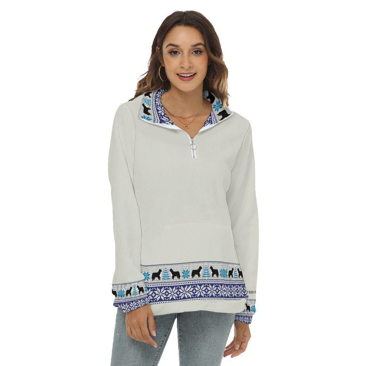 D`Bern Designe Bernese Borg Fleece Sweatshirt half zip, F1