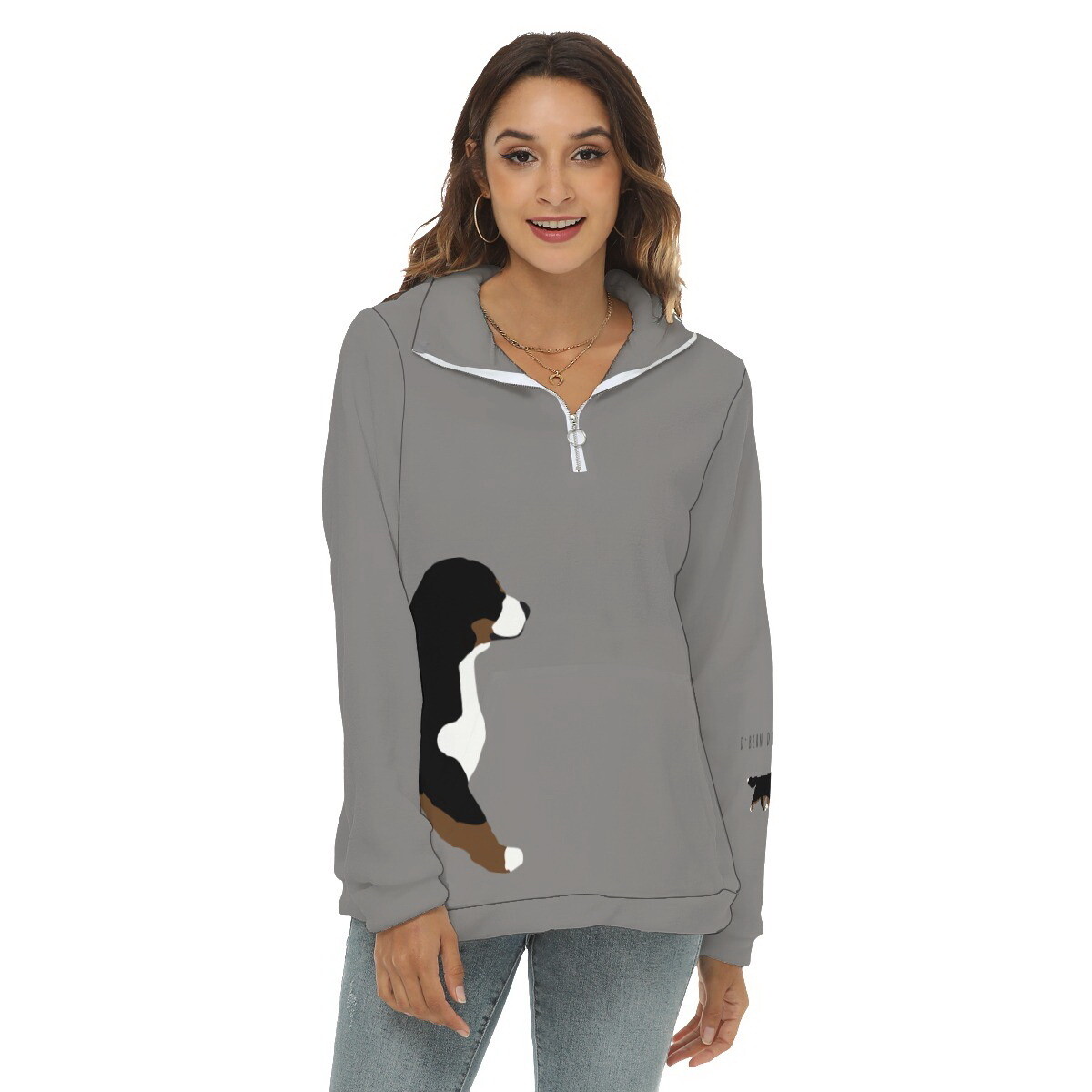 D`Bern Designe Bernese Borg Fleece Sweatshirt half zip, F4