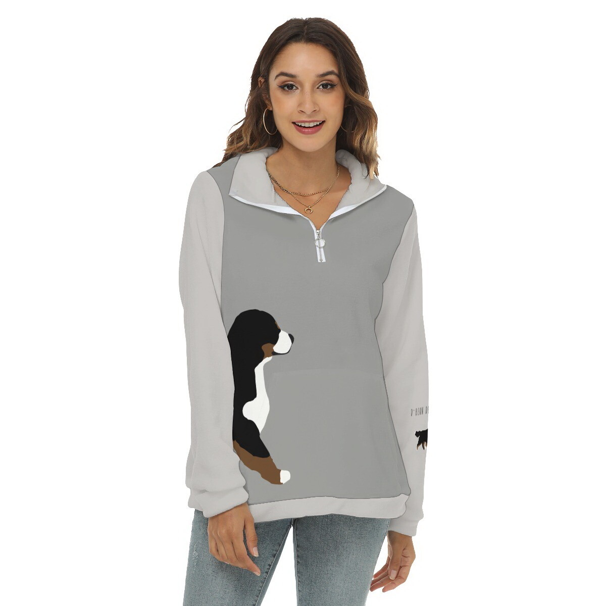 D`Bern Designe Bernese Borg Fleece Sweatshirt half zip, F6