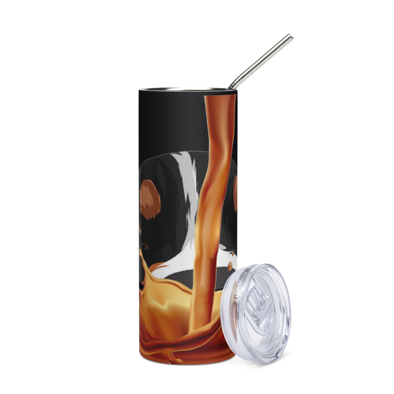 D`Bern Designe Stainless steel tumbler with metal straw Bern2/ 2  colours, Color: Black