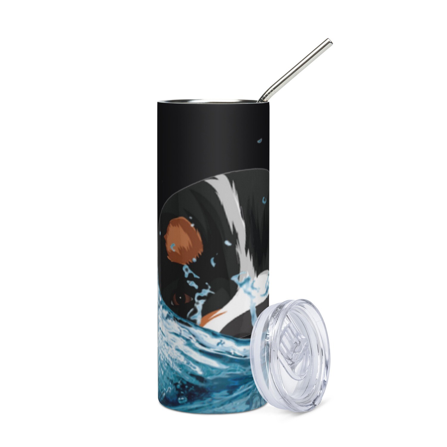 D`Bern Designe Stainless steel tumbler with metal straw Bern4, Color: Black
