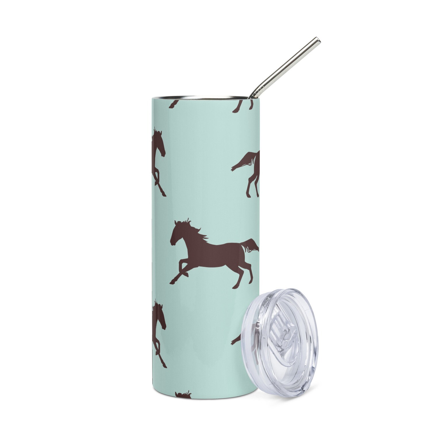 D`Bern Designe Stainless steel tumbler with metal straw Horse