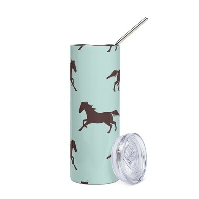 D`Bern Designe Stainless steel tumbler with metal straw Horse